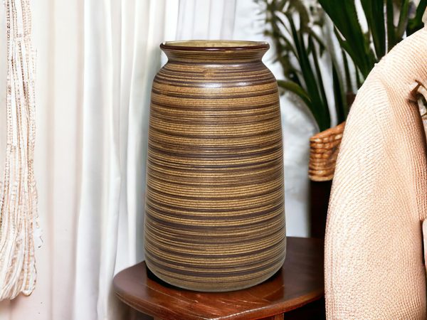 Lọ Hoa Nâu Mộc Bát Tràng Trang Trí Decor Dáng Vai Vuông H24cm | Lọ Sứ Bát Tràng