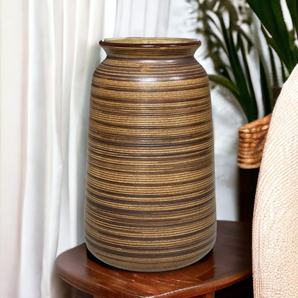 Lọ Hoa Nâu Mộc Bát Tràng Trang Trí Decor Dáng Vai Vuông H24cm | Lọ Sứ Bát Tràng